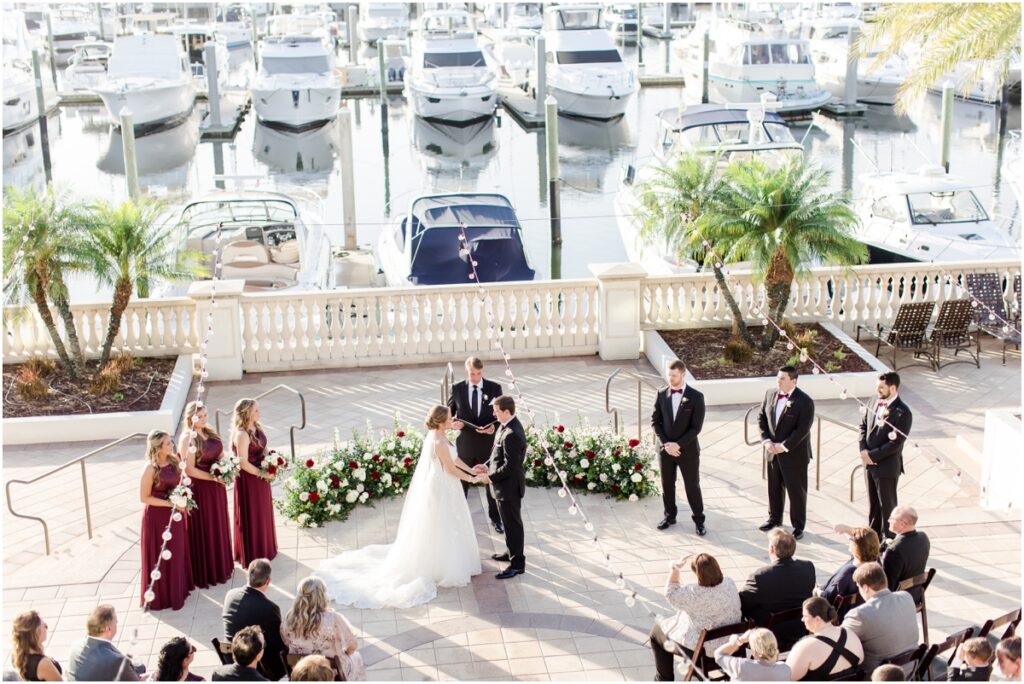 Westshore Yacht Club. Tampa Wedding Photography. Tampa Wedding Photos. Westshore Yacht Club Wedding Photos. Florida Winter Wedding. Burgundy Winter Wedding. 