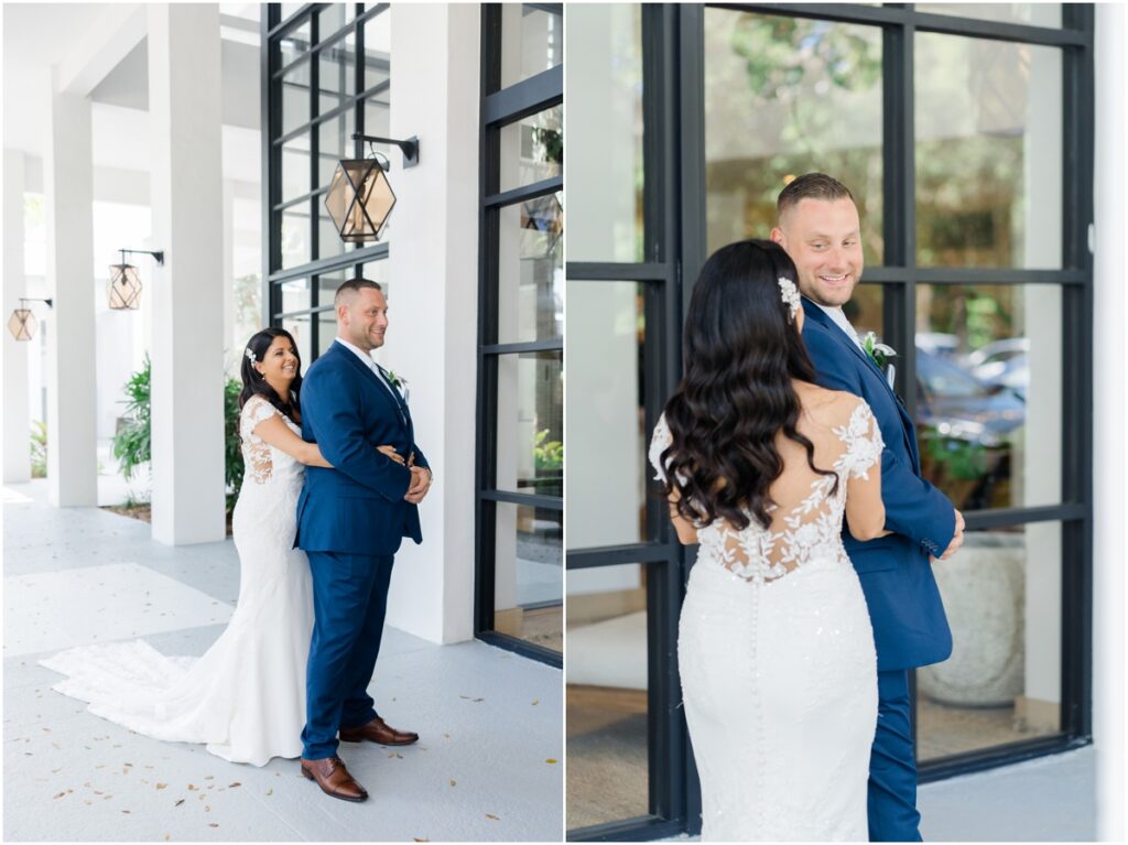 Bakers cay resort wedding. first look moments.