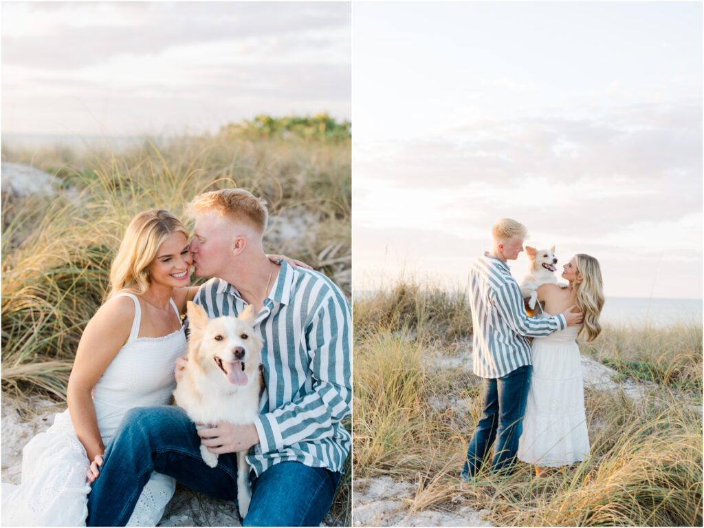 St Pete Beach Engagement Photoshoot. Pass A Grille Beach Engagment photoshoot. Engagment photos on beach with dog. tampa wedding photographer. 