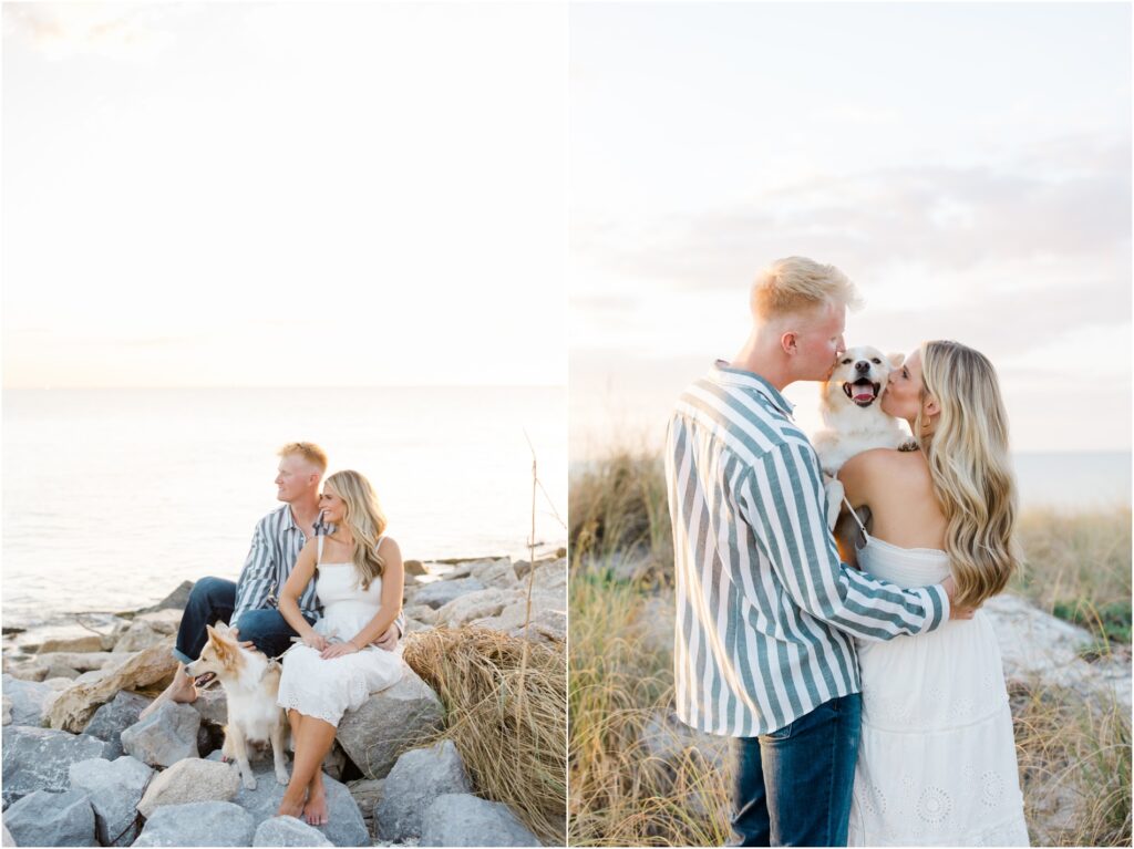 St Pete Beach Engagement Photoshoot. Pass A Grille Beach Engagment photoshoot. Engagment photos on beach with dog. tampa wedding photographer. 