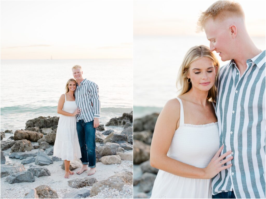 St Pete Beach Engagement Photoshoot. Pass A Grille Beach Engagment photoshoot. Engagment photos on beach with dog. tampa wedding photographer. 