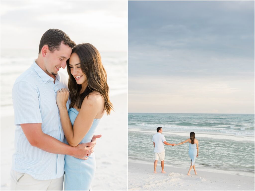 family photos in seaside florida. 30a florida beach photography. family beach photos in blue and white outfits. 