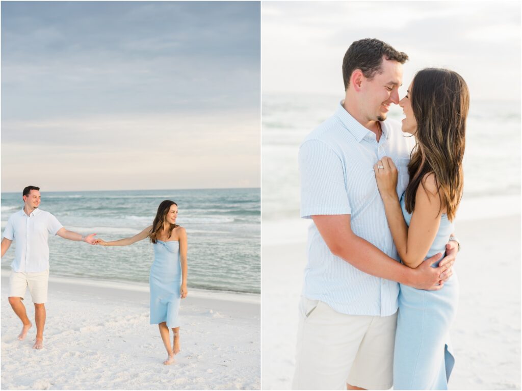 family photos in seaside florida. 30a florida beach photography. family beach photos in blue and white outfits. 