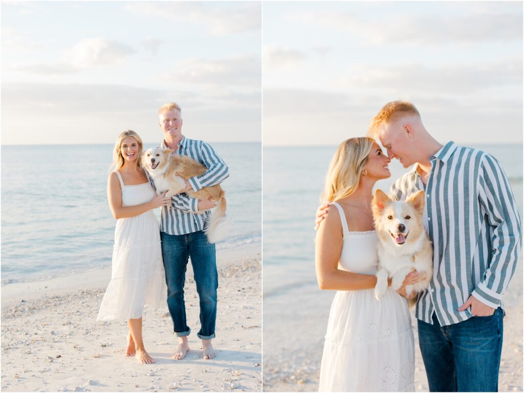 St Pete Beach Engagement Photoshoot. Pass A Grille Beach Engagment photoshoot. Engagment photos on beach with dog. tampa wedding photographer. 